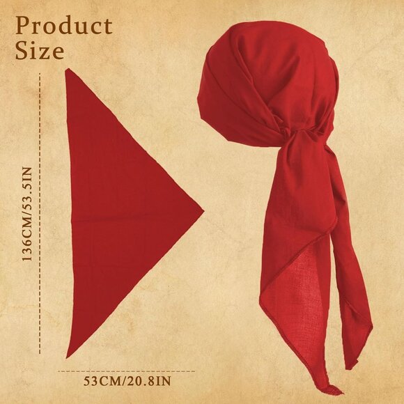 Pirate Costume Accessories Set Cotton Unisex Includes Bandana Sash Jewelry - Picture 2 of 7